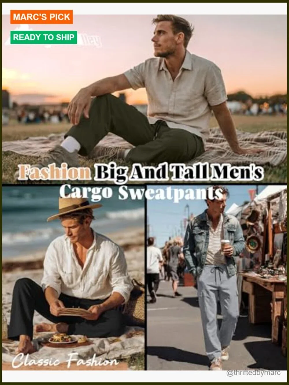 4 Pack Big & Tall Cargo Sweatpants Baggy Wide Leg Joggers with Pockets